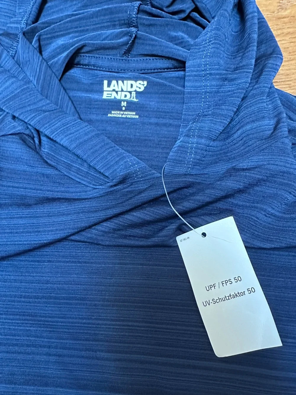 Lands' End Navy Hooded Long Sleeve Rashguard Top